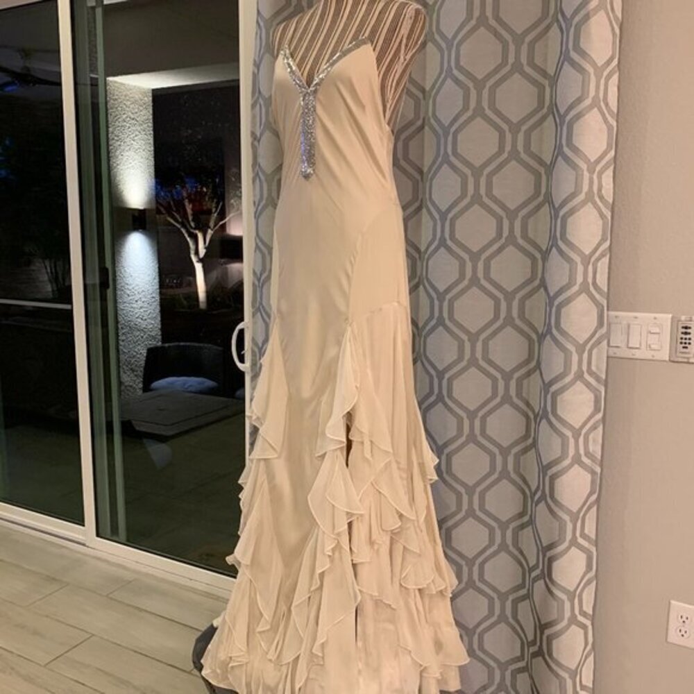 Haute Hippie Ivory Maxi Dress with Ruffle Detail - Picture 3 of 16